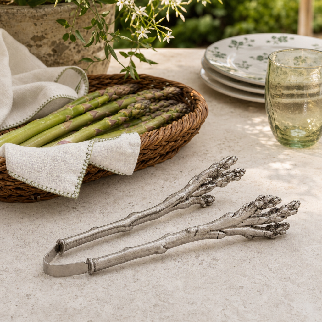 Pewter Asparagus Pattern Tongs