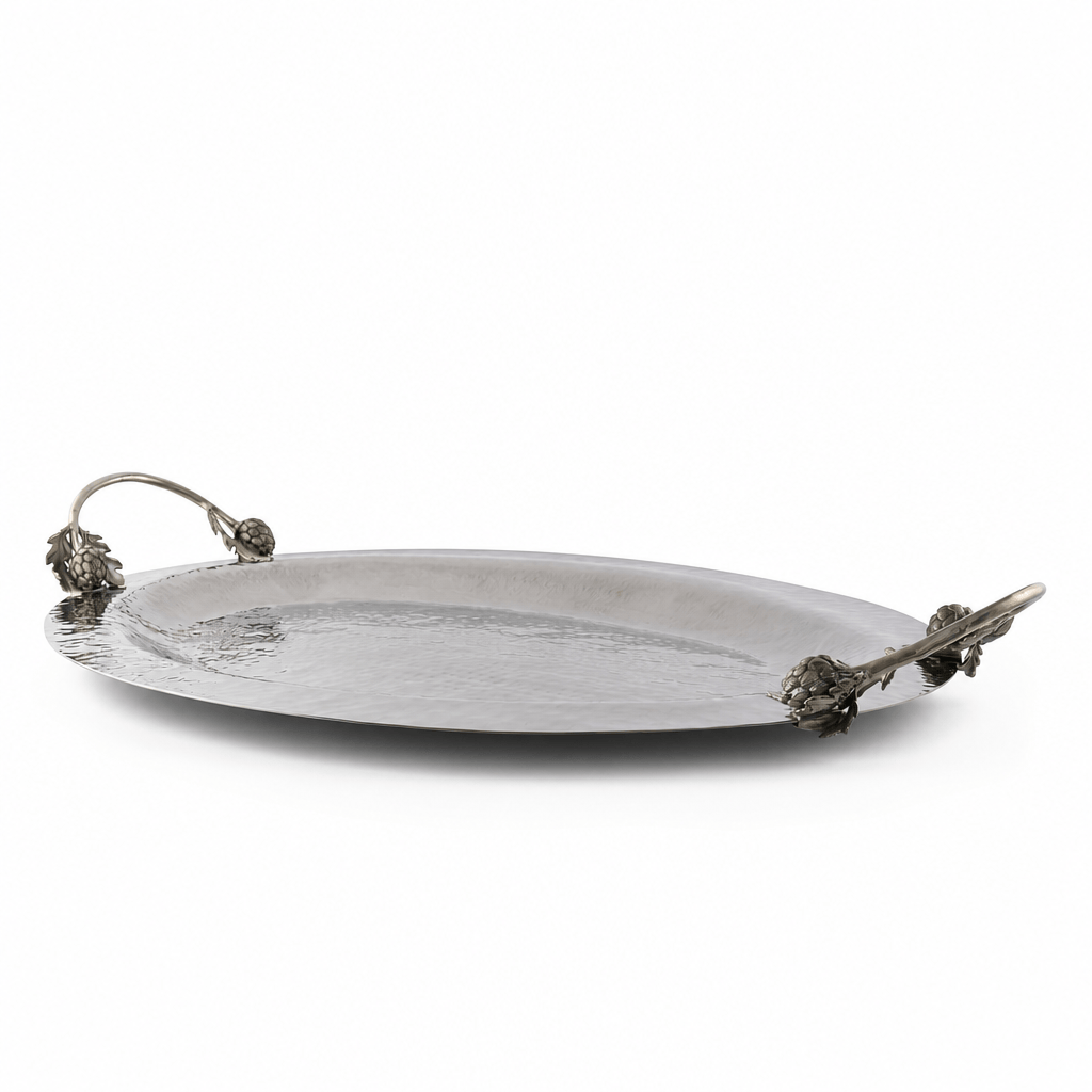Artichoke Handle Large Steel Serving Tray