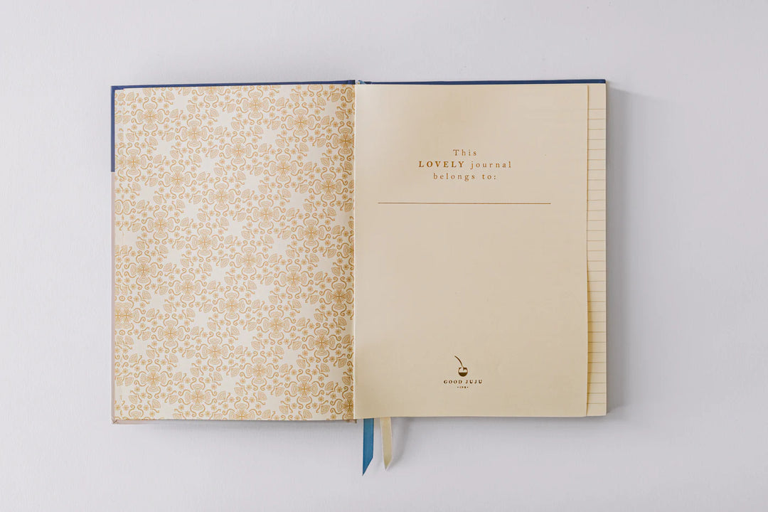 Cuaderno de tapa dura con estampado folklórico - Bluebell