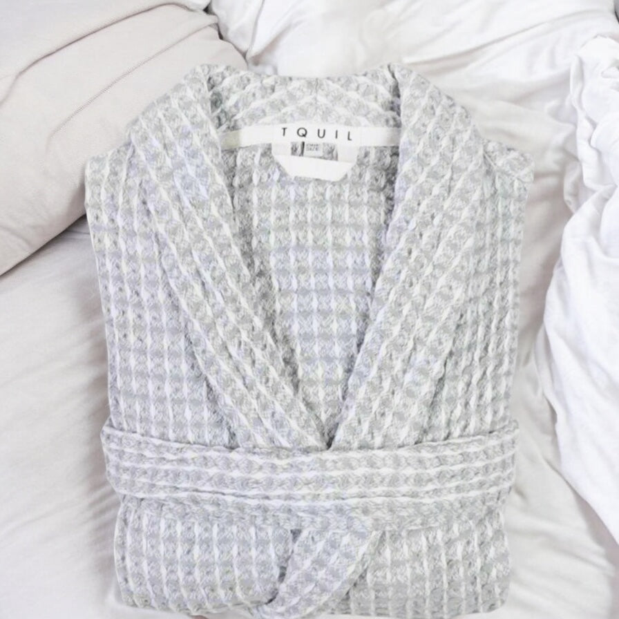 Albornoz de gofre con diseño de gofres - Gris