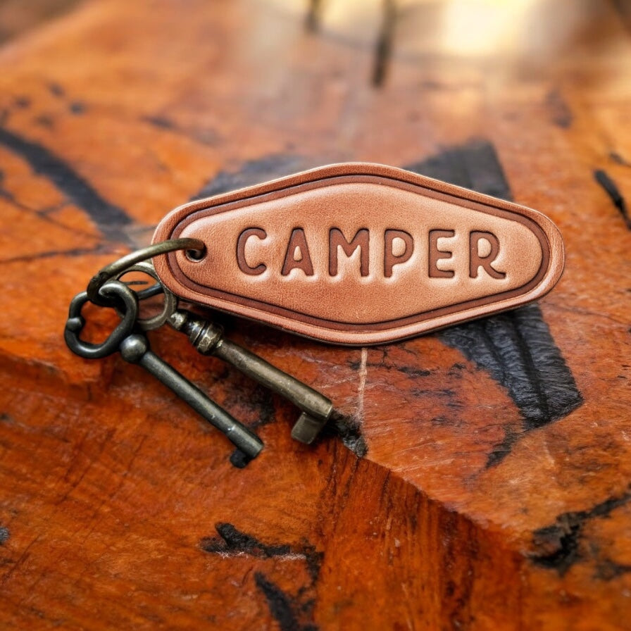 Llavero de cuero estilo motel para caravana