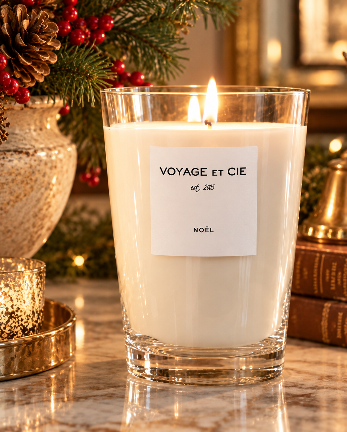 6" French Cut Vase Candle - Noël