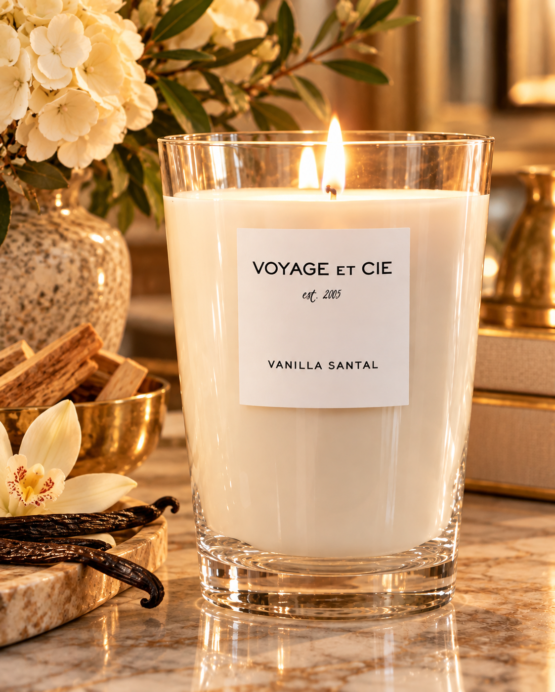 6” French Cut Vase Candle -Vanilla Santal
