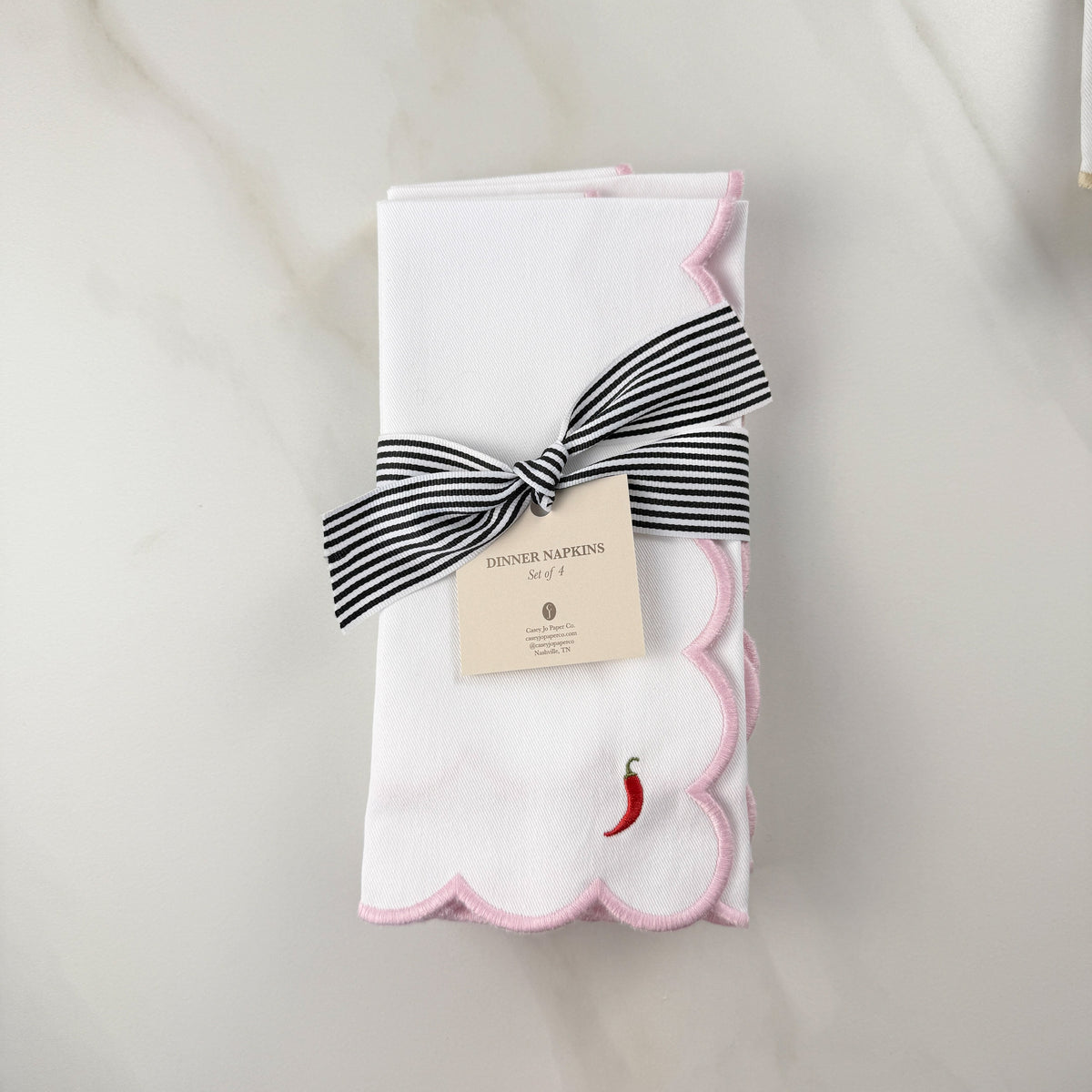 Scalloped Pepper Embroidered Dinner Napkins
