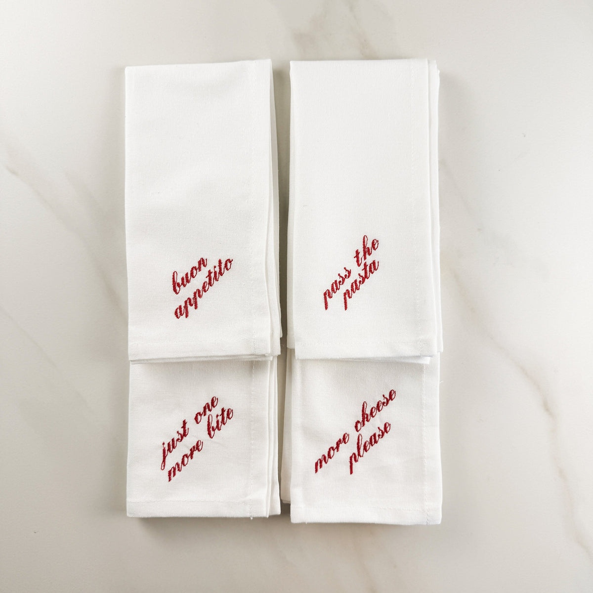 Italian Sayings Embroidered Dinner Napkins