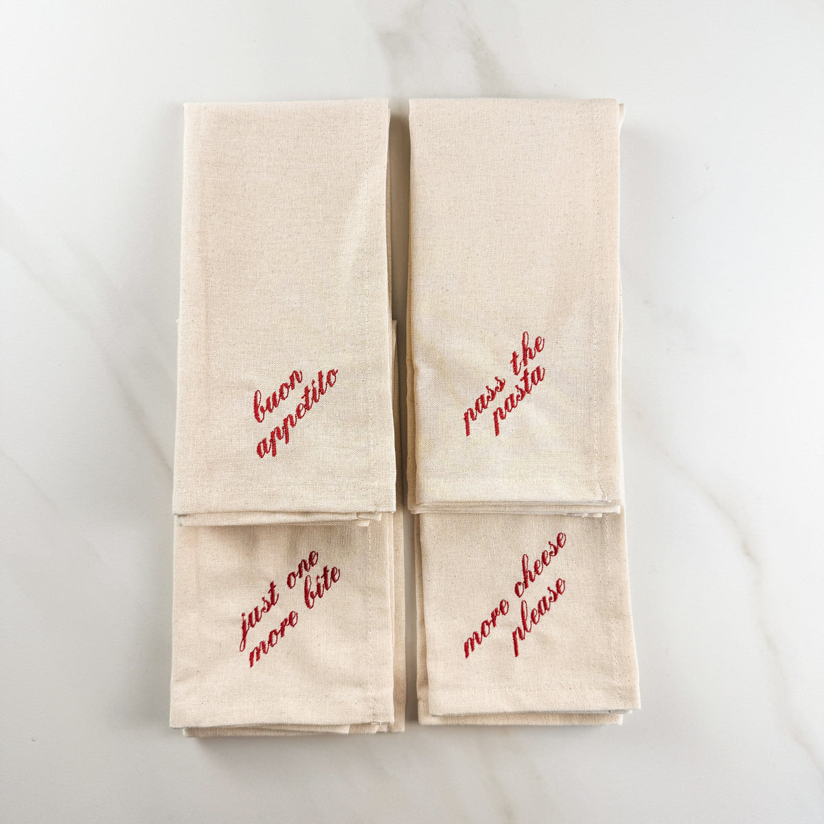 Italian Sayings Embroidered Dinner Napkins