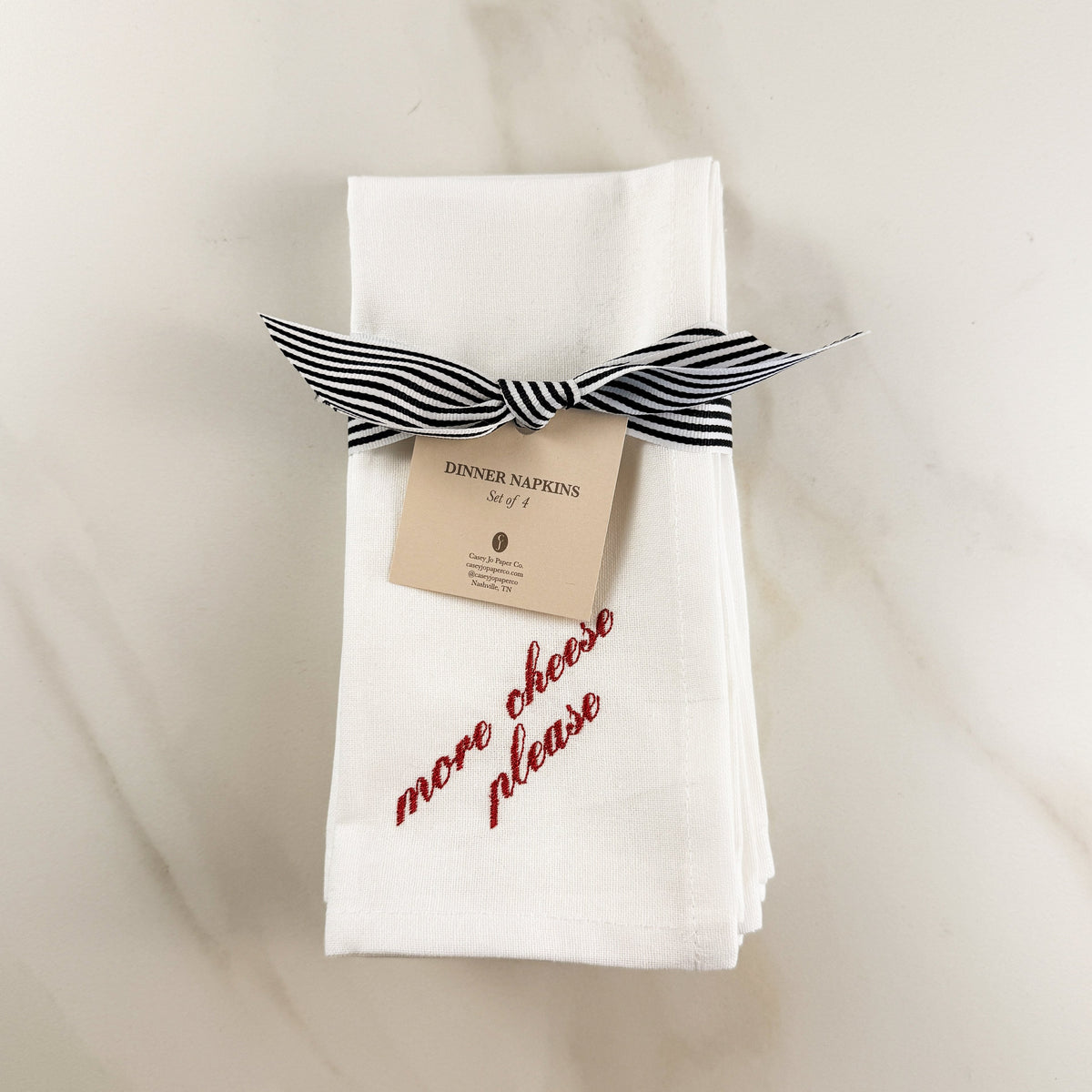 Italian Sayings Embroidered Dinner Napkins