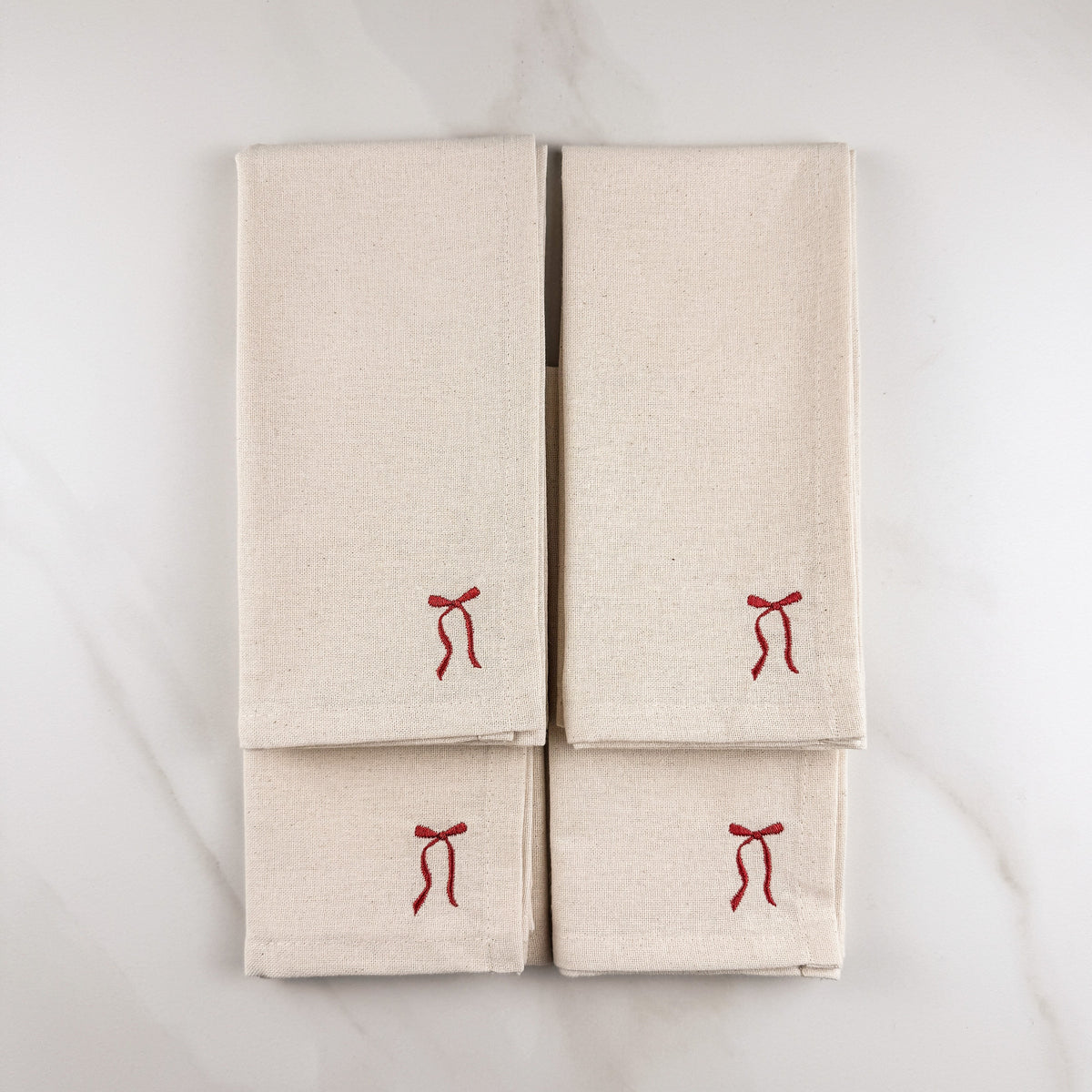Bow Embroidered Dinner Napkins