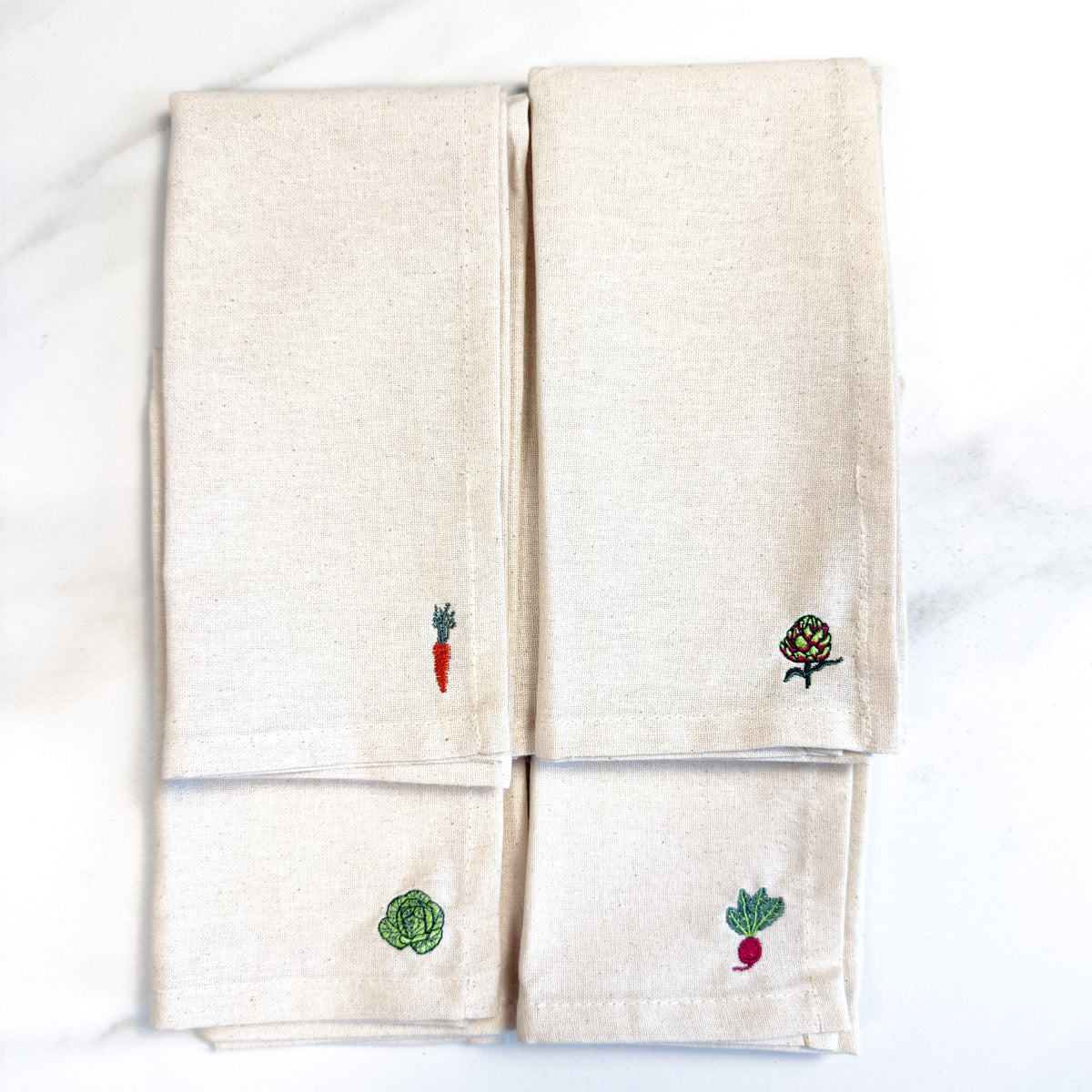 Vegetable Embroidered Dinner Napkins