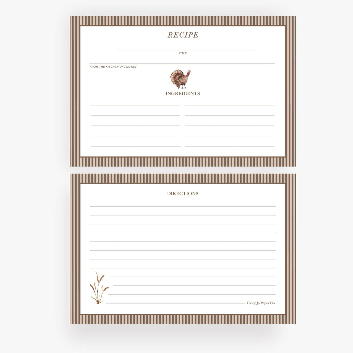Turkey Recipe Cards