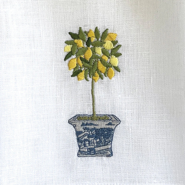 Toalla de lino White Lemon Topiary