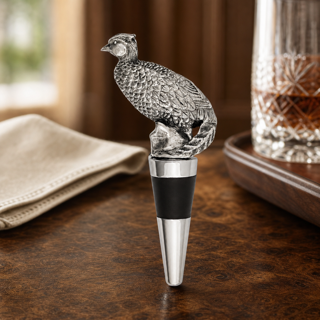 Pewter Pheasant Bottle Stopper