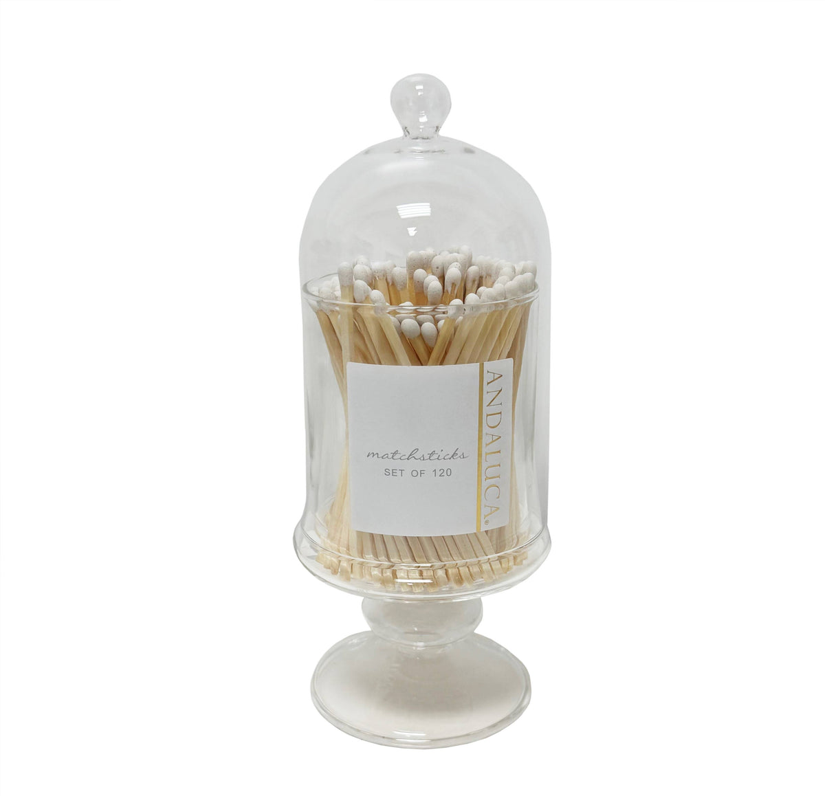 Tall Glass Match Jar with Lid & 120 Wooden White Matches