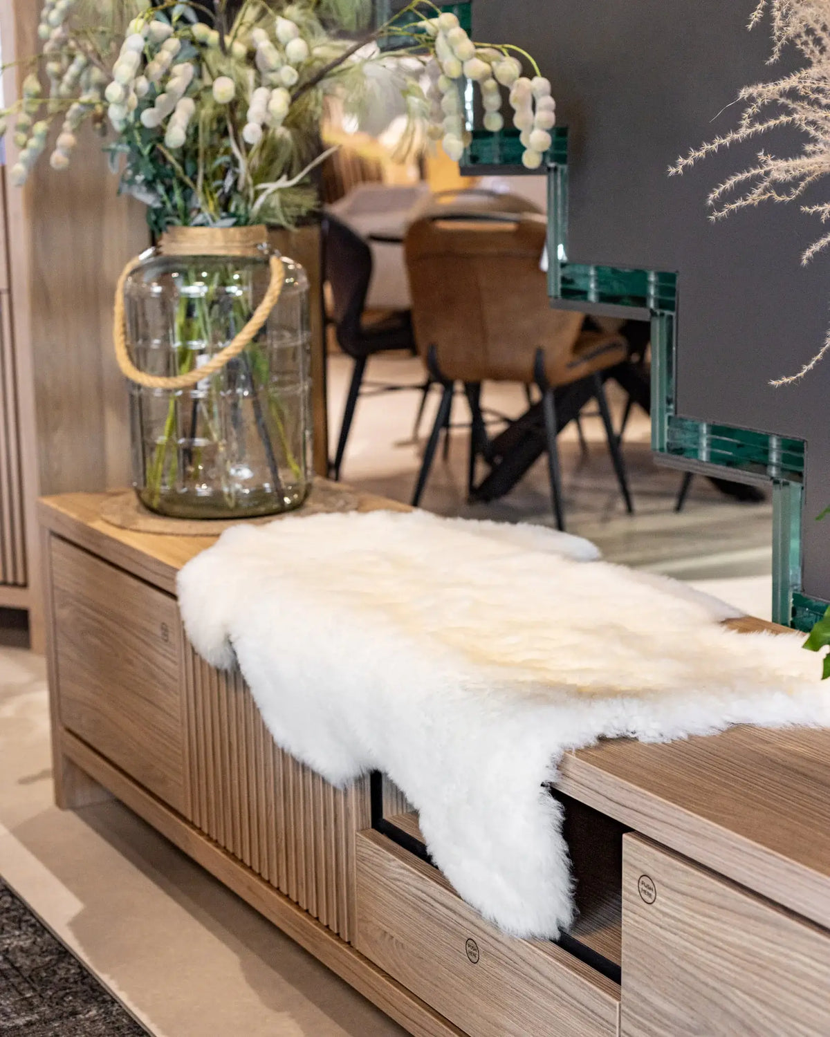Texel Sheepskin Natural White Dutch Wool - 110cm