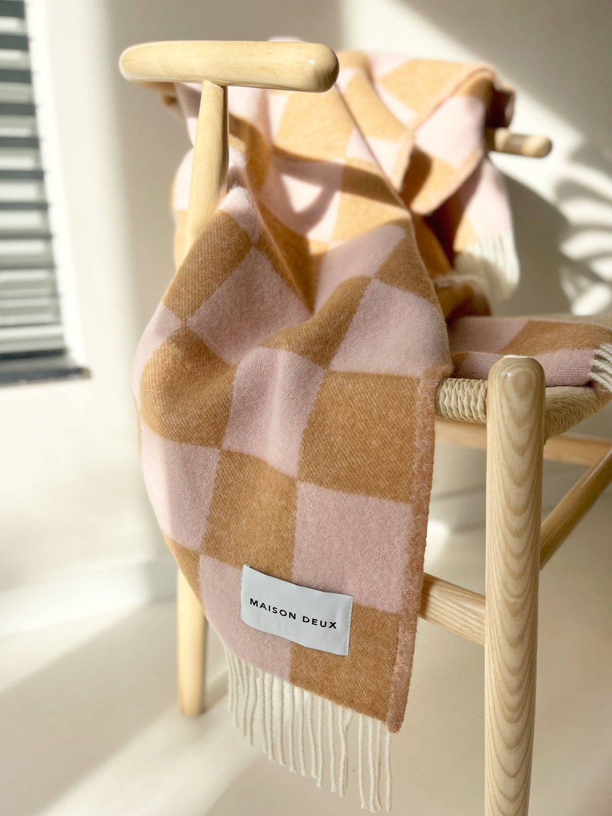 Blanket CHECKERBOARD Terra Brown / Pink 4.25 x 6.5ft
