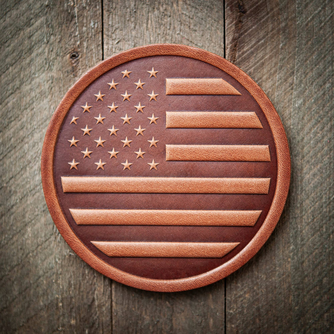 American Flag Leather Coaster –Set of 4 - Maison and Mer