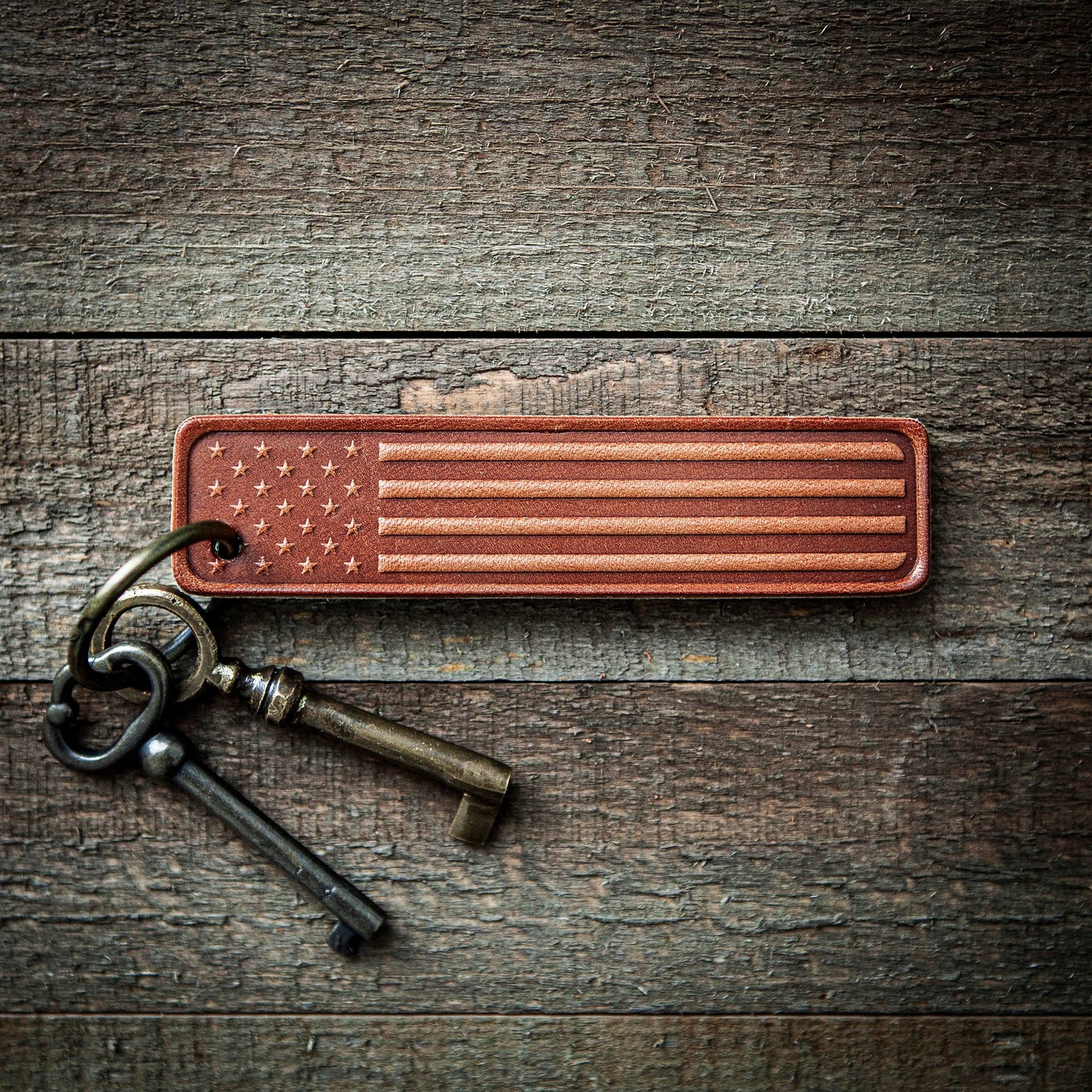 American Flag Leather Keychain - Maison and Mer
