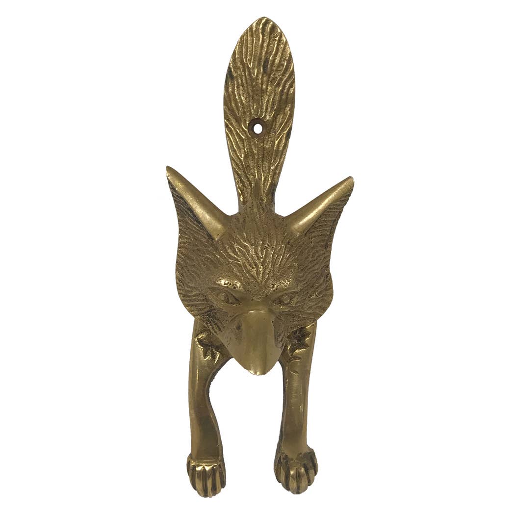 Antiqued Brass Fox Door Knocker - Maison and Mer