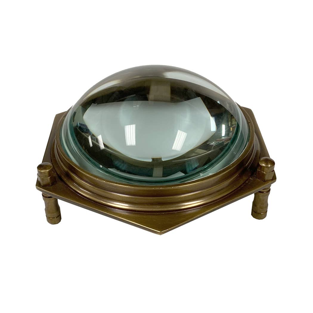 Antiqued Brass Hexagonal Dome Desk Magnifier - Maison and Mer