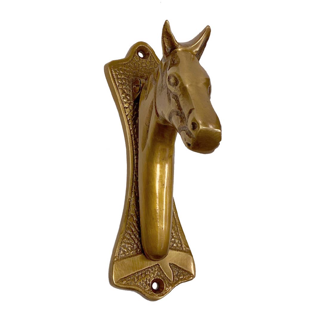 Antiqued Brass Horse Head Door Knocker - Maison and Mer