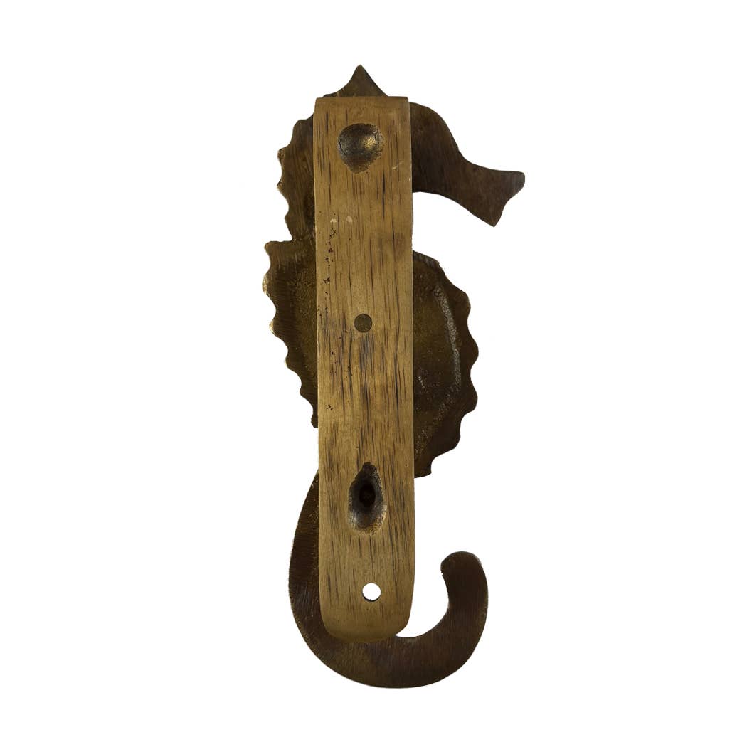 Antiqued Brass Seahorse Door Knocker - Maison and Mer
