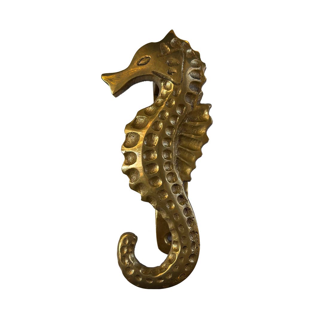 Antiqued Brass Seahorse Door Knocker - Maison and Mer