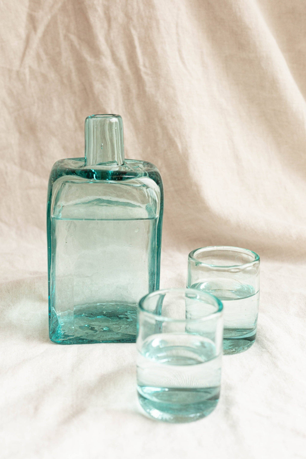 Bedside Carafe Set - Handblown, Recycled Glass