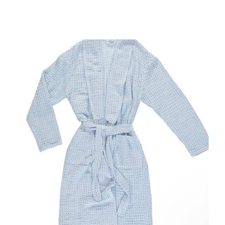 Blue Waffle Weave Robe – 100% Turkish Aegean Cotton - Maison and Mer