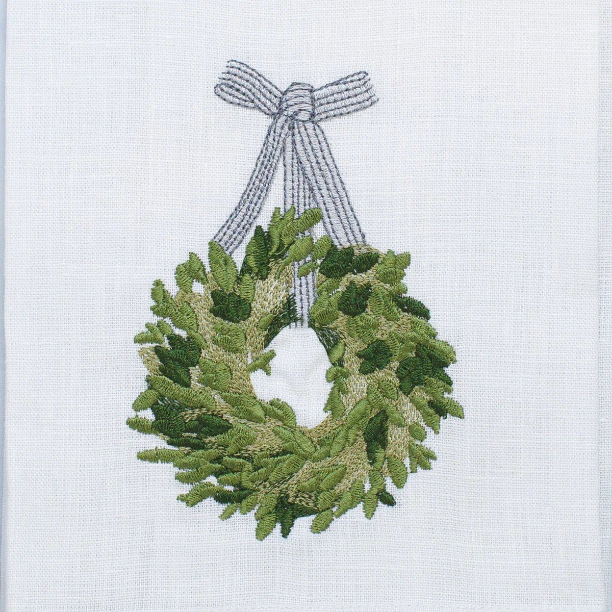 Boxwood Wreath Linen Towel - Maison and Mer