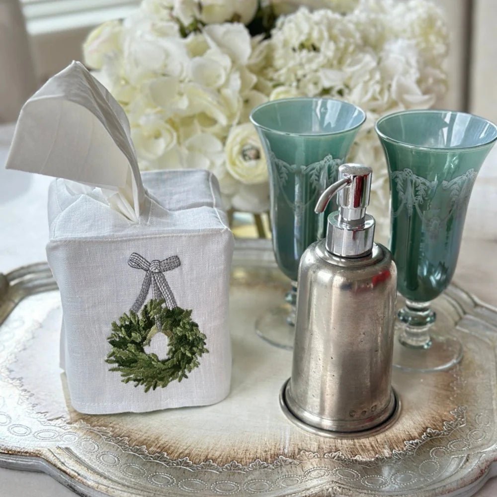 Boxwood Wreath Tissue Box Cover - Maison and Mer