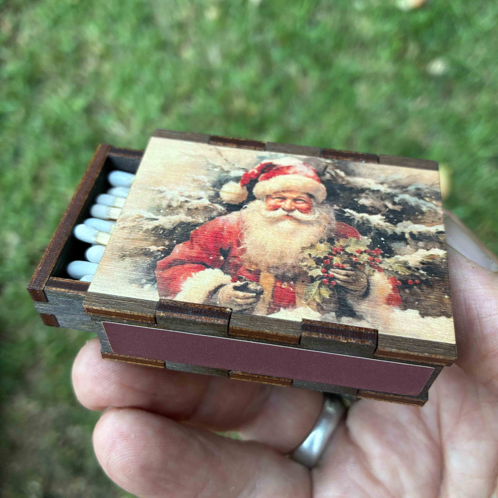 Matches • Christmas Santa Wooden Matchbox •Stocking Stuffers