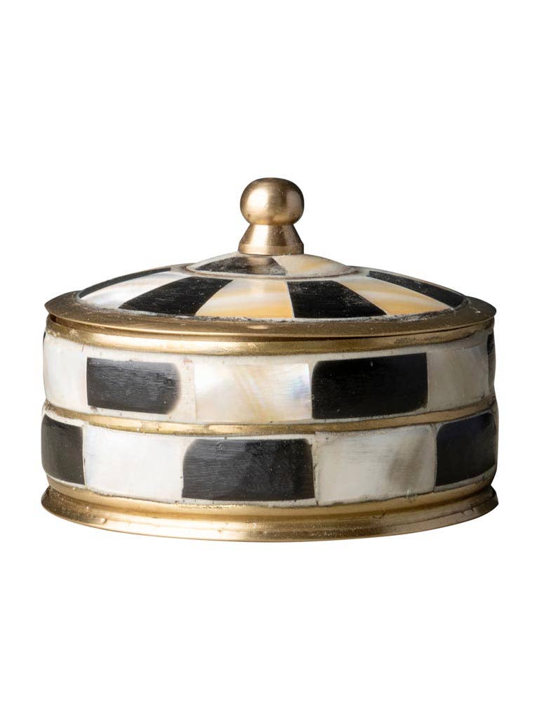 The Antoinette  black and white brass box
