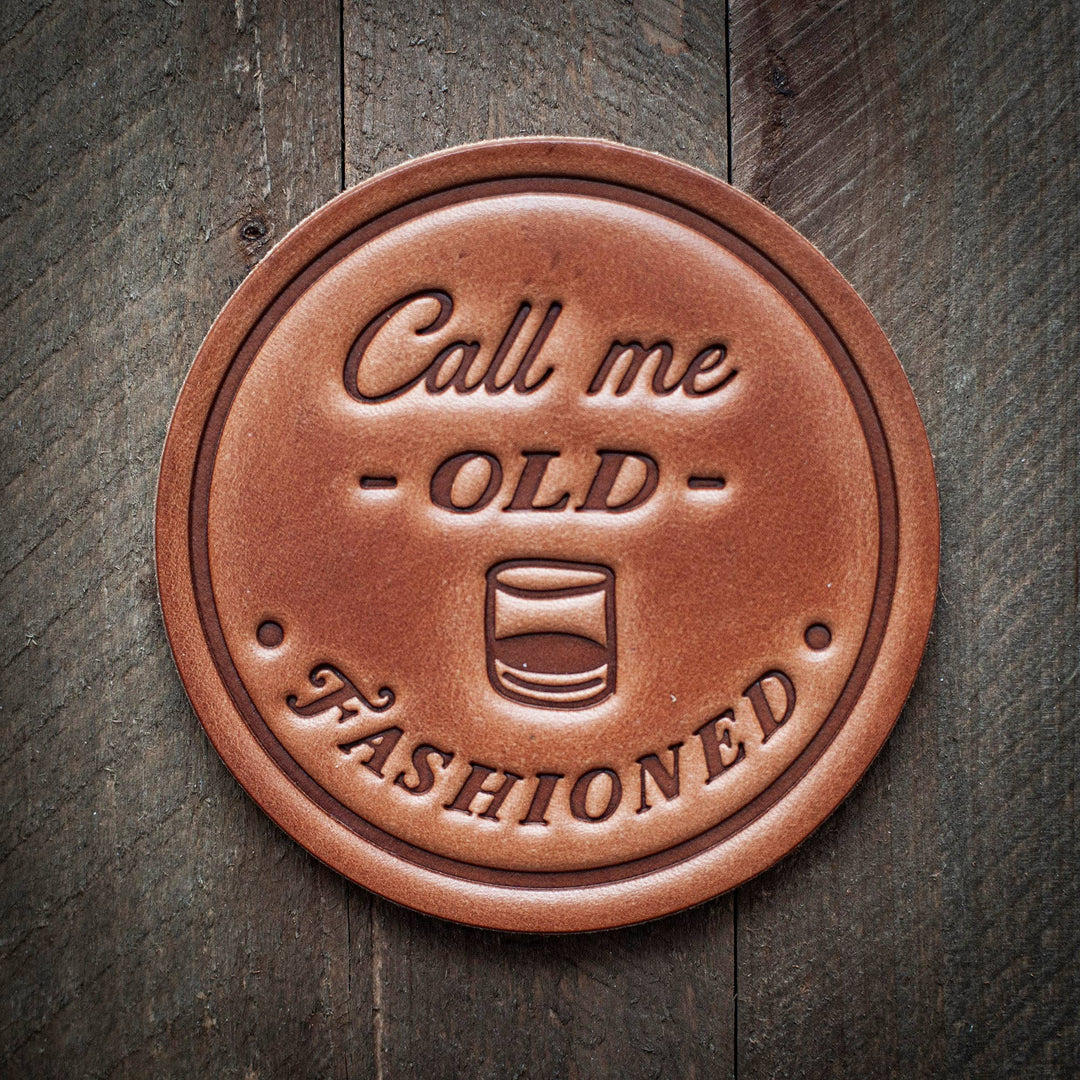 Call Me Old Fashioned Leather Coaster - Set of 4 - Maison and Mer