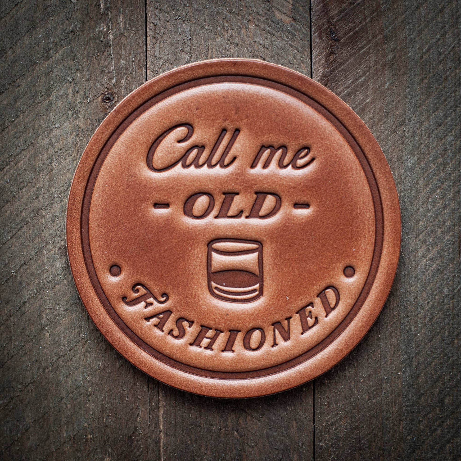 Call Me Old Fashioned Leather Coaster - Set of 4 - Maison and Mer