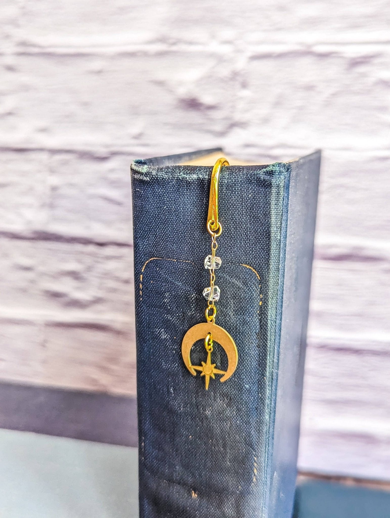 Crescent Moon and North Star Gold Metal Hook Bookmark - Maison and Mer