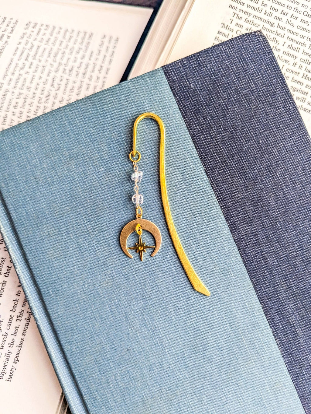 Crescent Moon and North Star Gold Metal Hook Bookmark - Maison and Mer