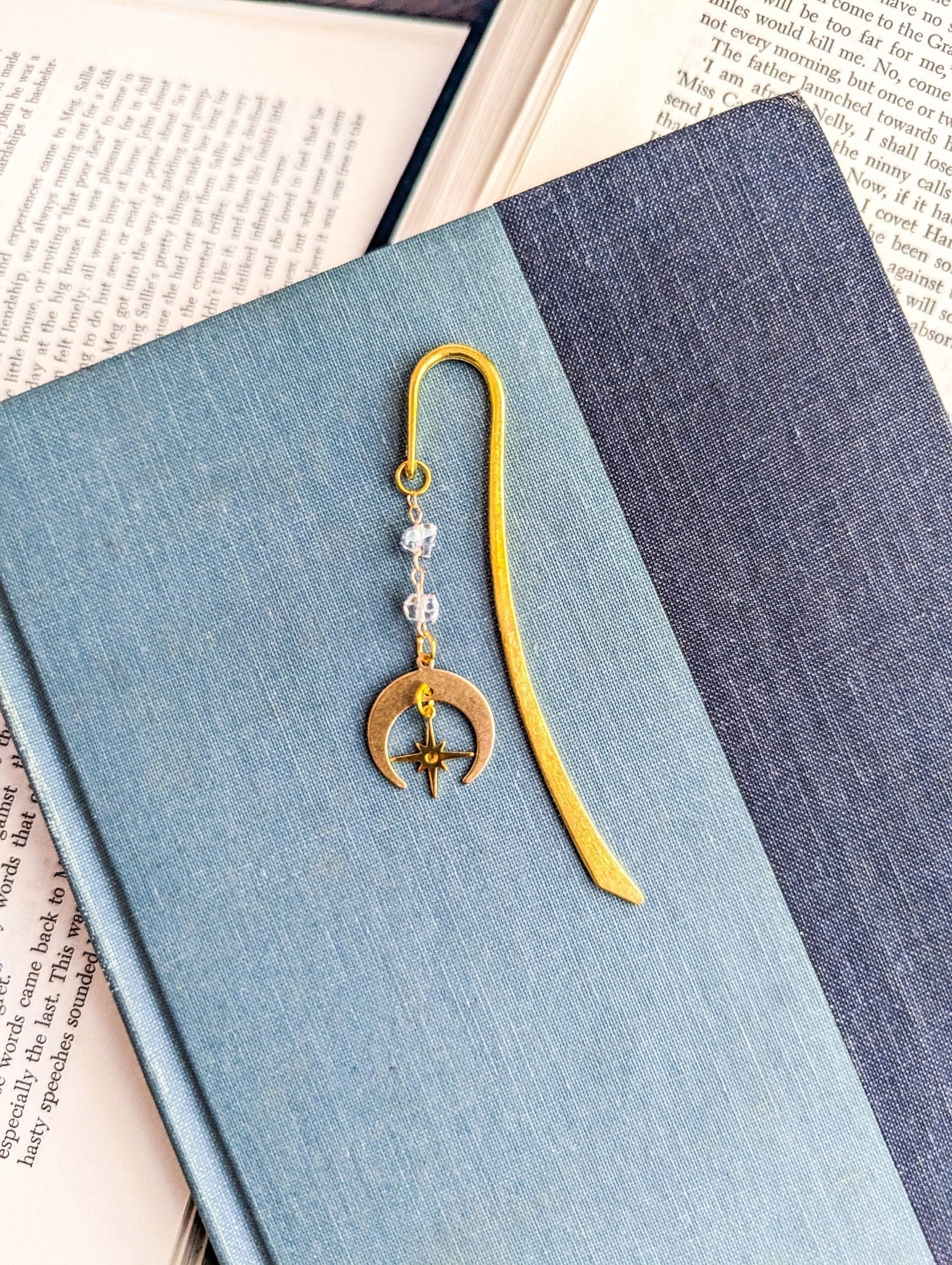 Crescent Moon and North Star Gold Metal Hook Bookmark - Maison and Mer