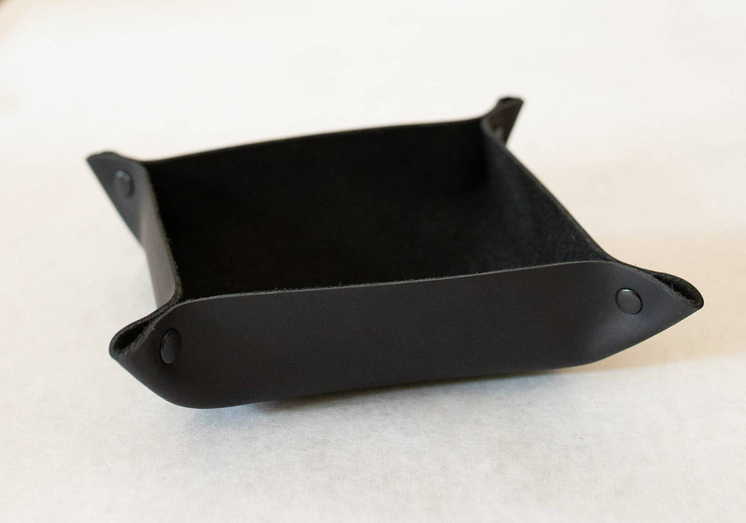 Custom Handmade Leather Valet Tray - Black - Maison and Mer