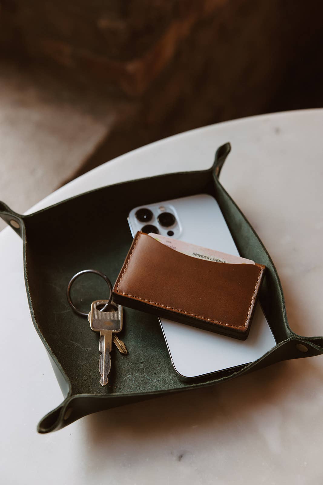 Custom Handmade Leather Valet Tray – Brown - Maison and Mer