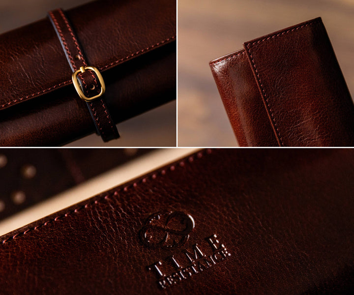 Estuche de viaje enrollable de cuero para joyas - Madame Bouvary