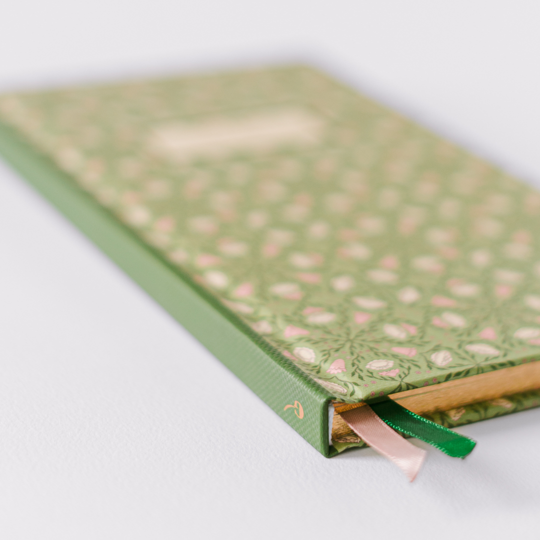 Green Folk Pattern Pocket Journal – Garden Reverie Edition