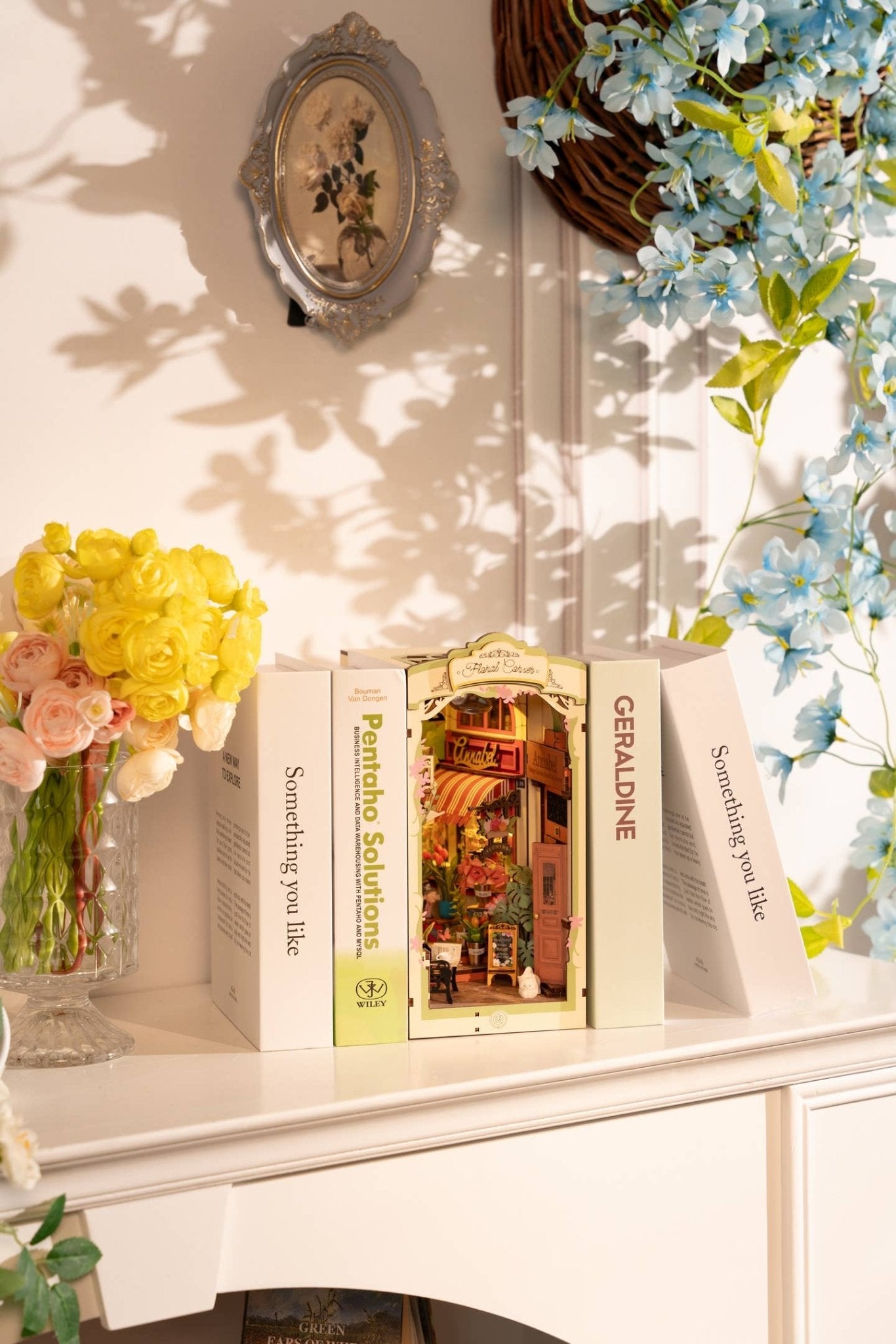 DIY Book Nook Kit: Floral Corner with Dust Cover - Maison and Mer