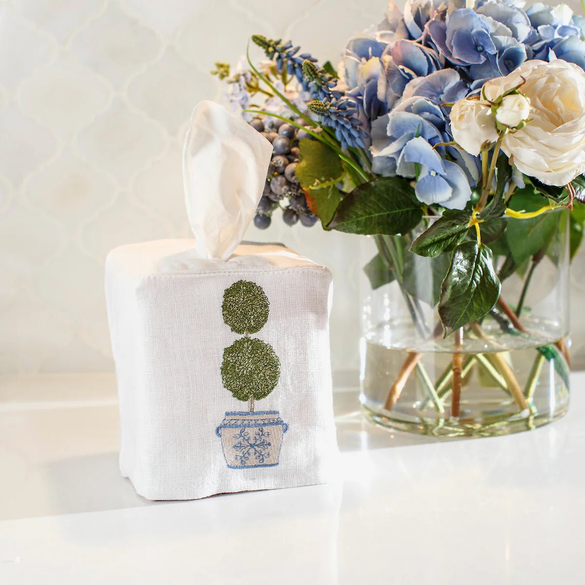 Double Boxwood Topiary Tissue Box Cover - Maison and Mer