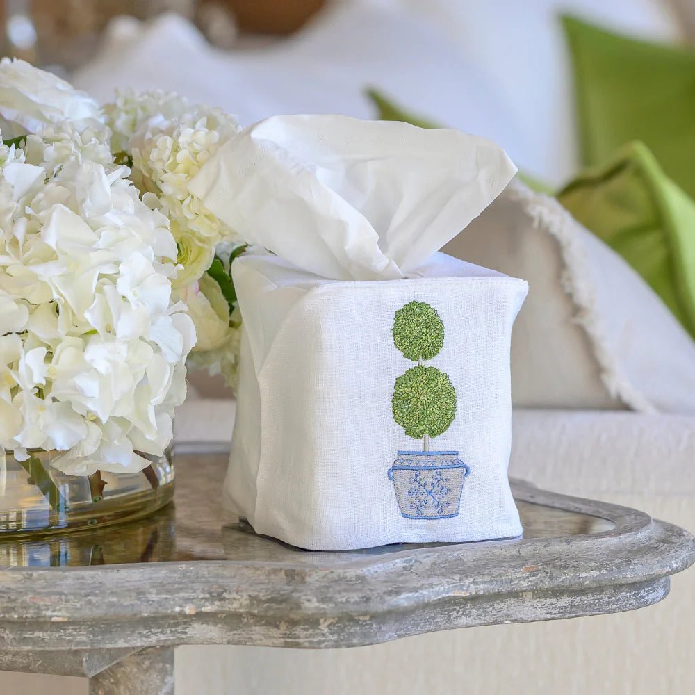 Double Boxwood Topiary Tissue Box Cover - Maison and Mer