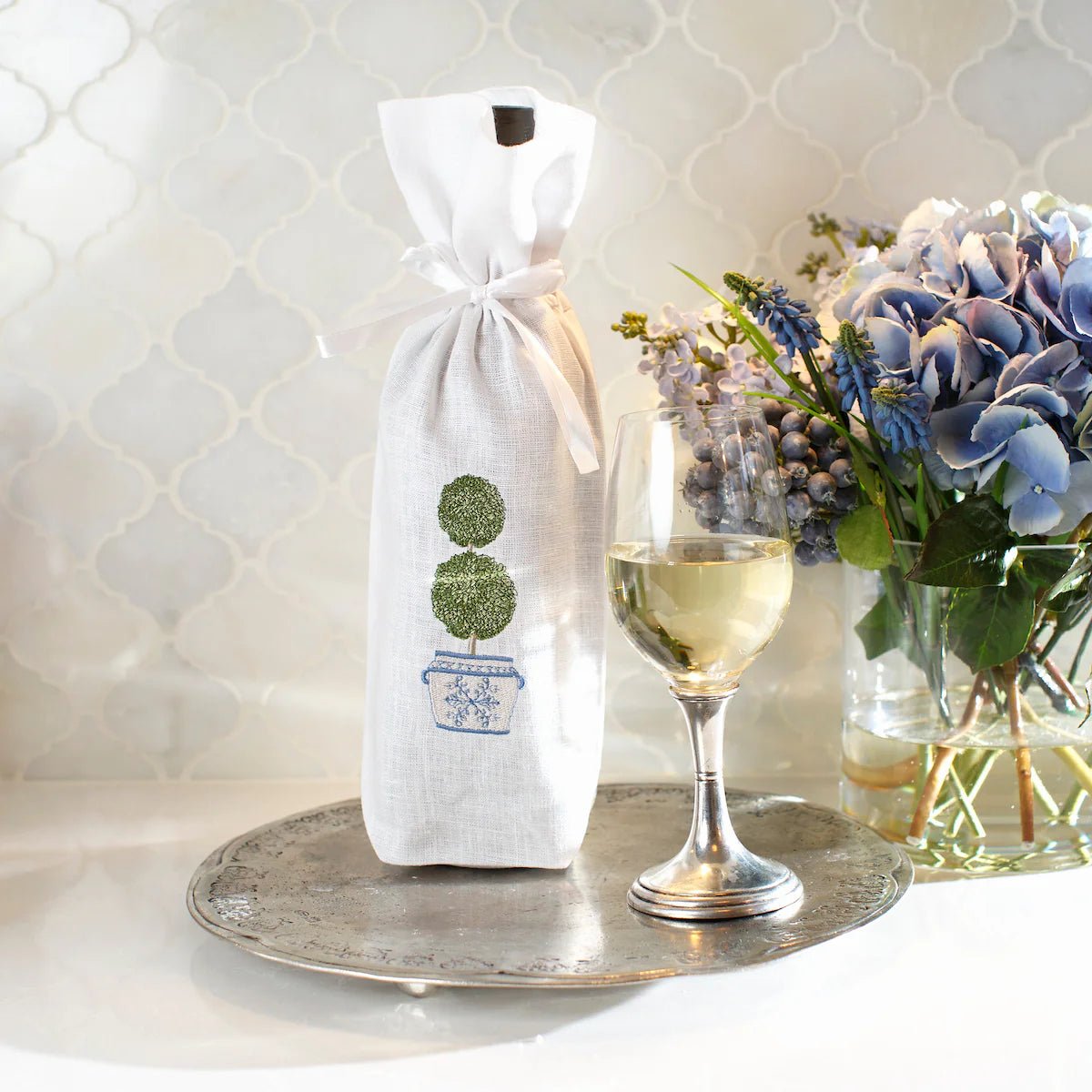 Double Boxwood Topiary Wine Bag - Maison and Mer