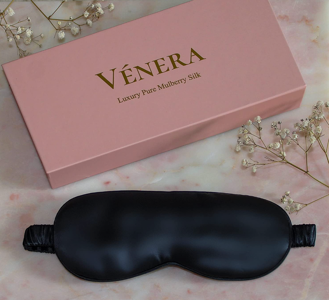 Mascarilla para ojos de seda pura 100 % orgánica - Negra