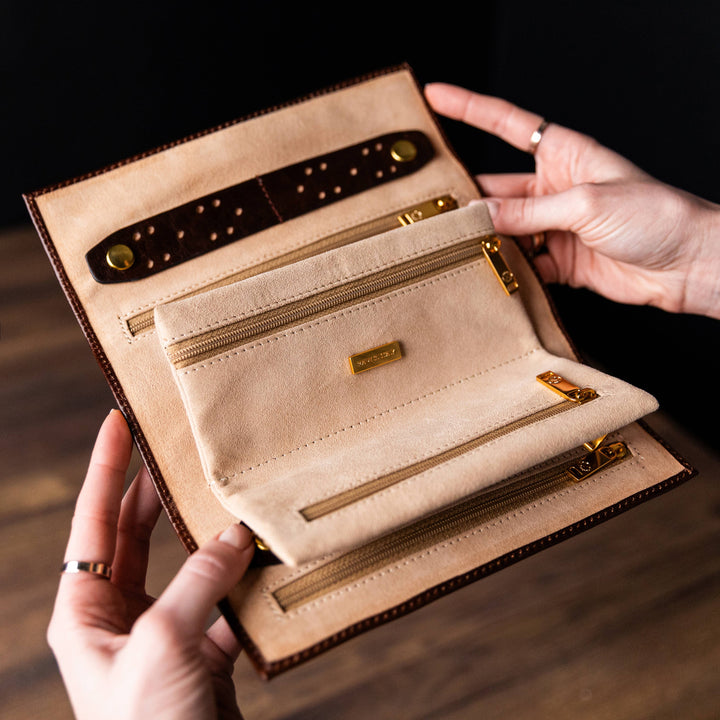 Estuche de viaje enrollable de cuero para joyas - Madame Bouvary
