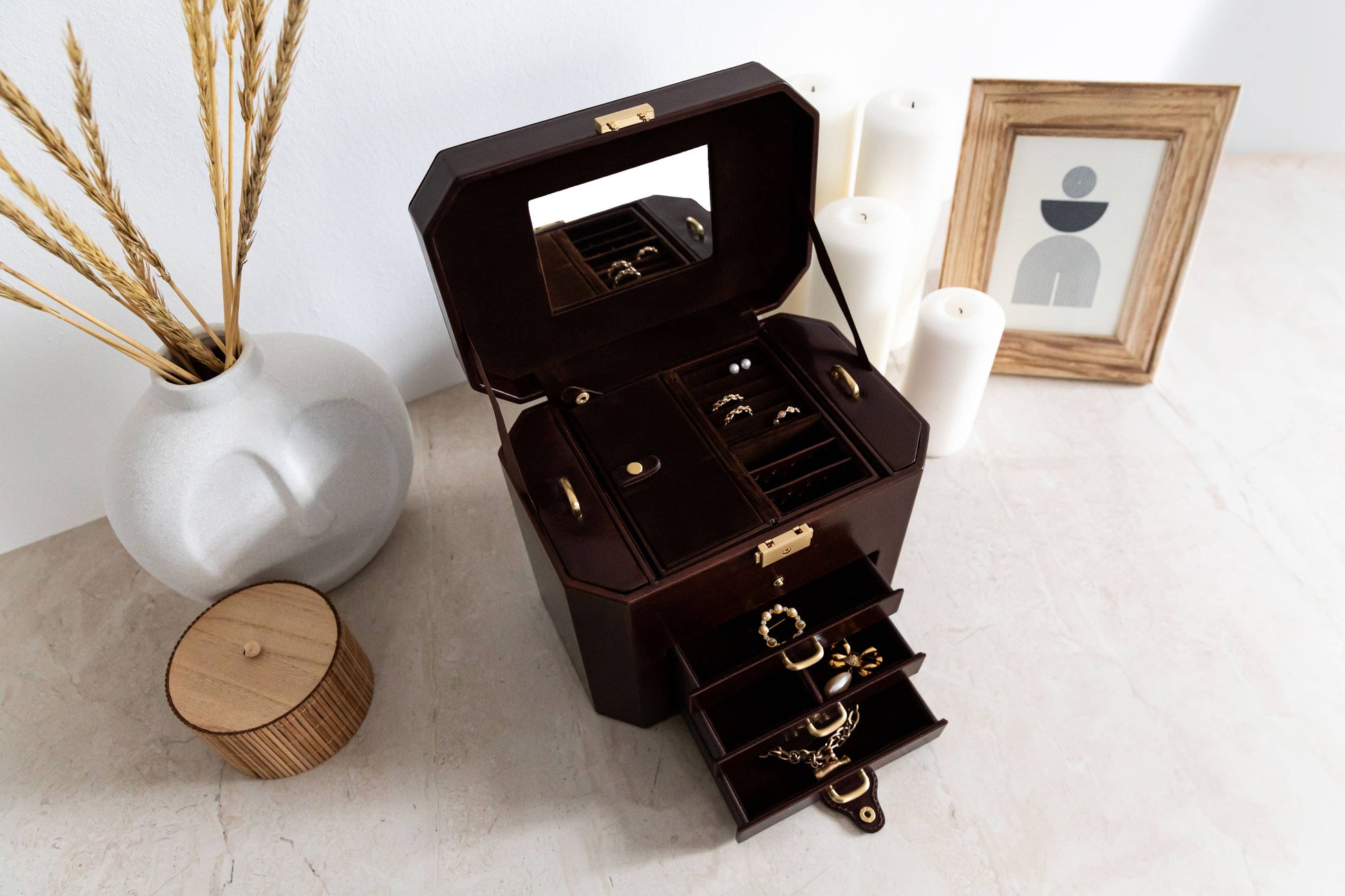 Italian Leather Jewelry Box  - The Florence