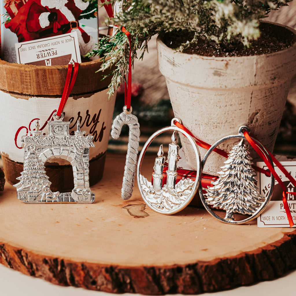 Pewter Christmas Tree Ornament-Candy Cane - Fireplace