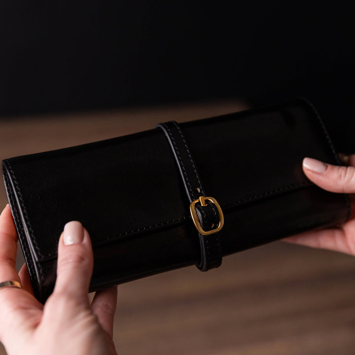 Estuche de viaje enrollable de cuero para joyas - Madame Bouvary